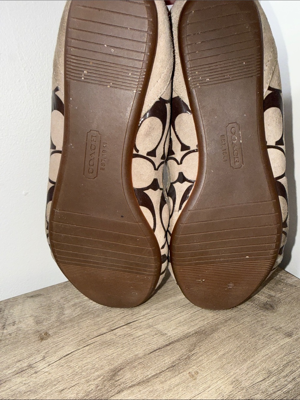 Coach Beige and Brown Signature Logo Ballet Flats - Picture 6 of 6